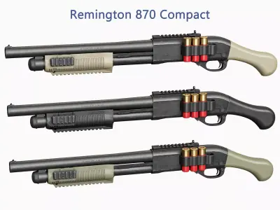Remington 870 Modular Tactical Shotgun 3D Model Pack