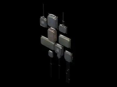 Industrial Old 3D Distribution Board Low-poly 3D model