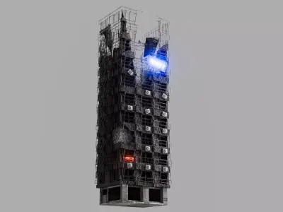 Industrial Sci-Fi Tower Building Detailed Environment Asset 3D model