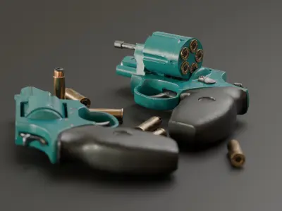 Low poly revolver Colt 45 3D model