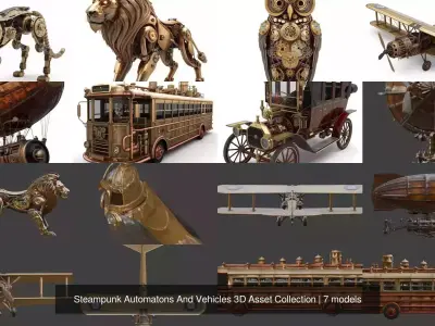 Steampunk Automatons And Vehicles 3D Asset Collection 3D Model Pack