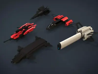 5 SpaceShip Collection 01 Low-poly 3D model