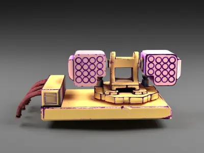 Cartoon flare-gun turret Low-poly 3D model