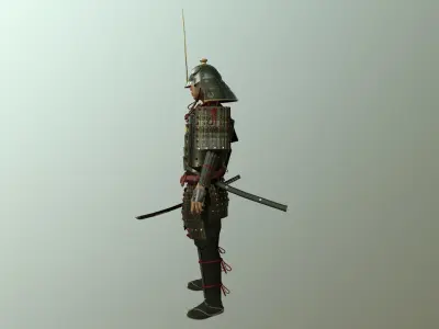 Samurai in armor 3D model