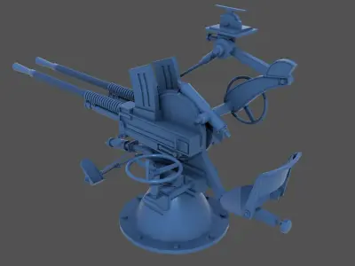 Type 93 Shiki Twin gun - Commercial license - 1-100 scale 3D print model