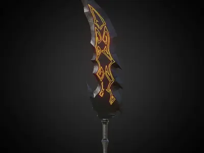 Wounded Sword Emissive Orange Low-poly 3D model
