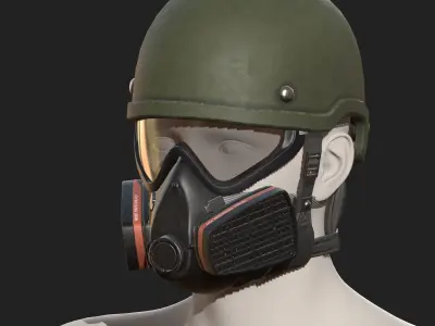 Helmet gas mask scifi military combat 3d futuristic  Low-poly 3D model