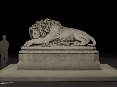 Lion Statue E PBR 4K Free low-poly 3D model
