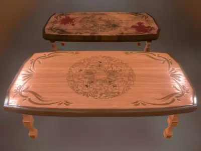 Table before and after explosion Free low-poly 3D model