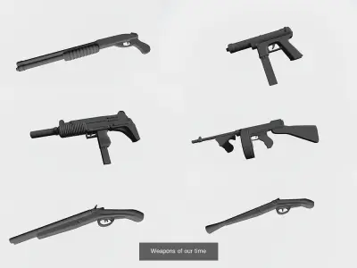 Guns and melee weapons 3D Model Pack