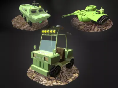 Lowpoly Military Vehicles 3D Model Pack