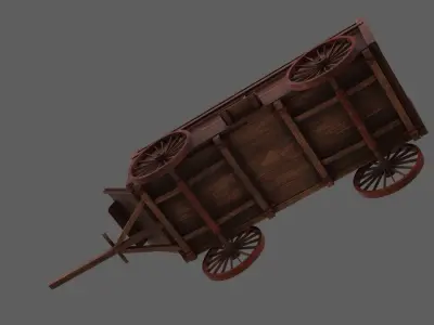 Wooden Cart 3D Model 3D model