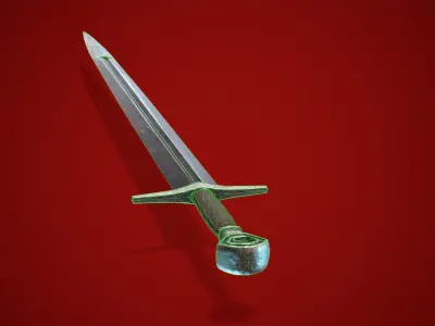medieval sword Low-poly 3D model 9
