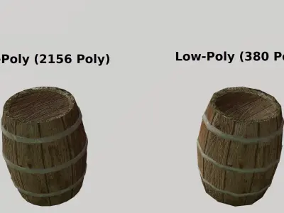 Wooden barrels Low-poly 3D model purchase