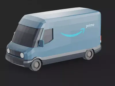 Amazon Prime Delivery Van Stylized Low-poly 3D model