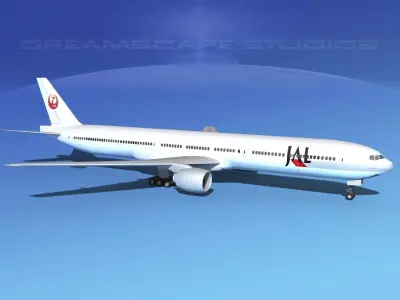 Boeing 777-300 Japan AirLines 3D model