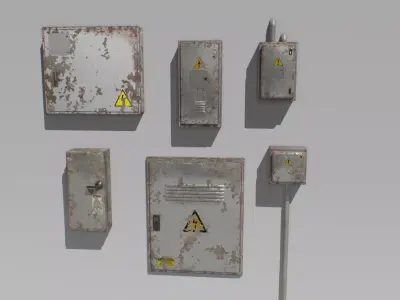 Old and Rusty Electrical Box Pack 2 Low-poly 3D model