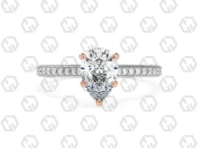 Ring 57 Pear shape pave setting ring with gems 3D print model