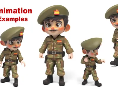 Spanish soldier cartoon Low-poly 3D model