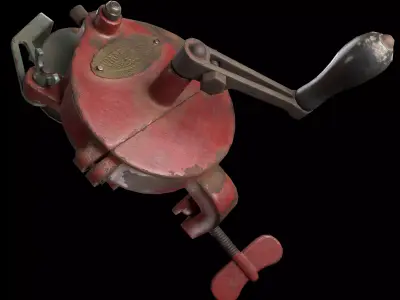 Hand crank bench grinder Low-poly 3D model