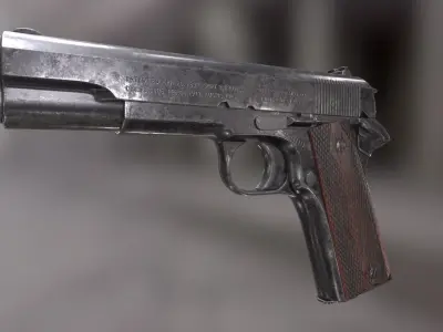 Colt 1911 Low-poly 3D model 7