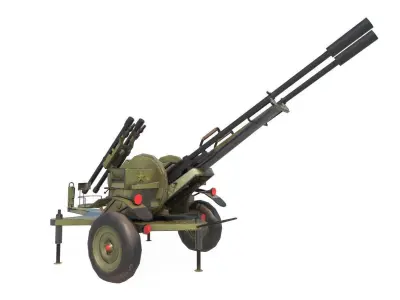ZU-23-2 Pilica rocket-artillery set anti-aircraft Low-poly 3D model