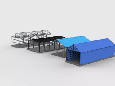  Industrial Metal Hangar set  3D model