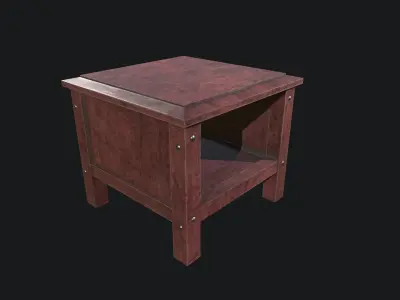Antique wooden table Low-poly 3D model