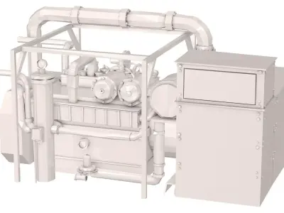 Engine Model Low Poly diesel 3D model