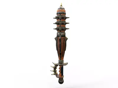 Mace Low Poly sword with spikes Low-poly 3D model
