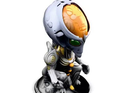 SciFi Alien Meditation Figurine Low-poly 3D model