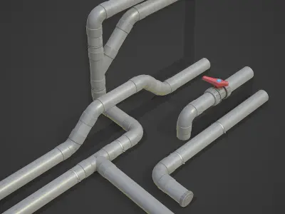 Modular Pipes Kit Low-poly 3D model