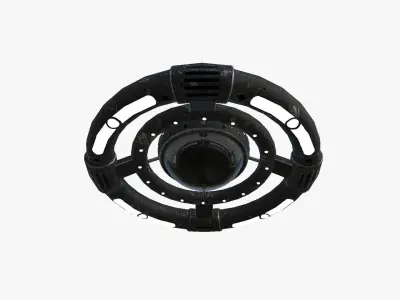 Alien Spaceship UFO E10 Full Black - Sci Fi Spacecraft Design Low-poly 3D model
