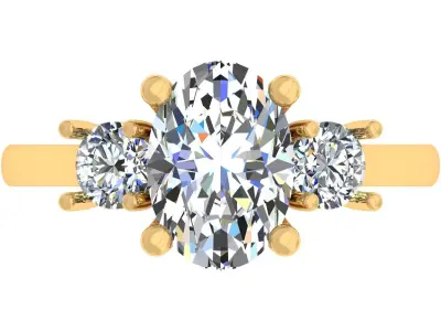 Oval And Round Stone Engagement Ring 3D print model purchase