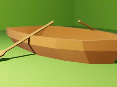 Low Poly Rowboat wooden boat Free low-poly 3D model