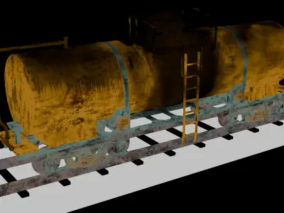 Industrial Rail Tanker Wagon Low-poly 3D model