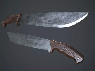 Machete Knife PBR Game Ready Low-poly 3D model