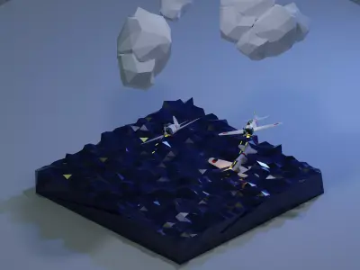 Japanese Dog Fight - Pacific Theater - Low-poly 3D model
