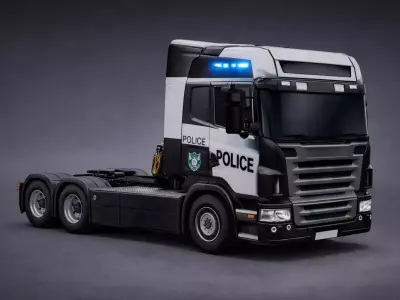 Heavy Police  Truck  3D model Low-poly 3D model