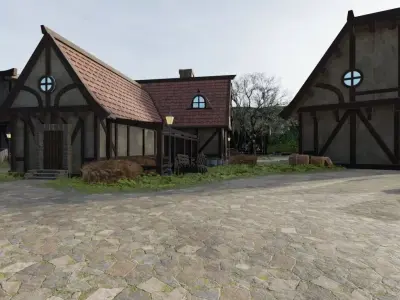 Village In A Hollowed Valley 3D model