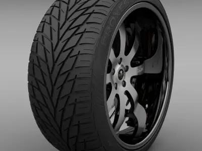 Savini Forged SV-28S Wheel and Tire 3D model