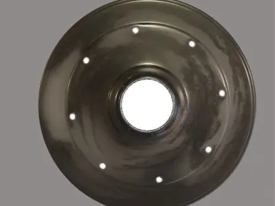 spacecraft metal disc with holes Low-poly 3D model
