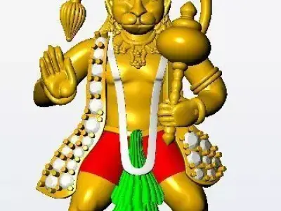 hanuman golden statue of lord ganesha 3D print model