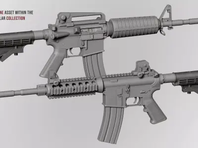 AR15 M4A1 Modular Stock M4SS Customizable Low-poly 3D model