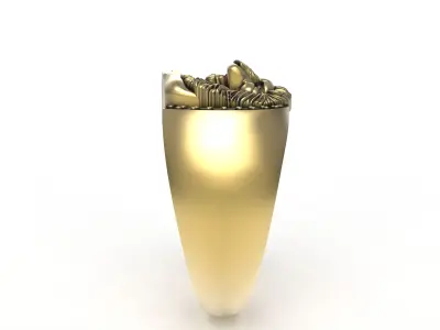 Sitting Lion Diamond Ring 3D print model