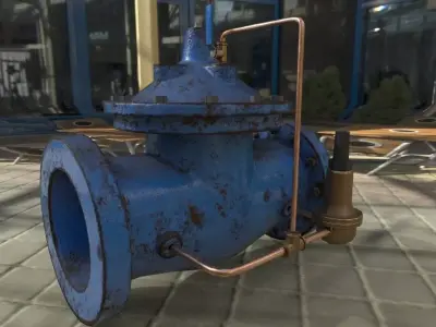 hydraulic pipes and valves Low-poly 3D model