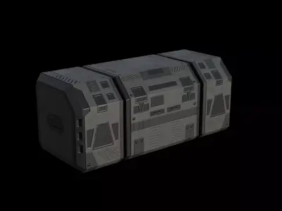 Sci Fi Industrial Cargo Crate Game Ready 252 Tris Low-poly 3D model