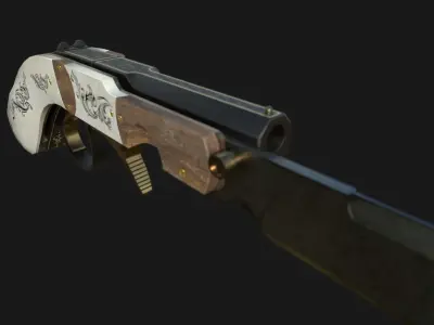 Pistol Gun Knife Low-poly 3D model