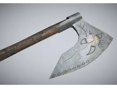 medieval low poly axe Free low-poly 3D model