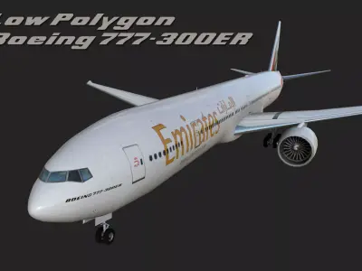 Boeing 777 Emirates Low-poly 3D model